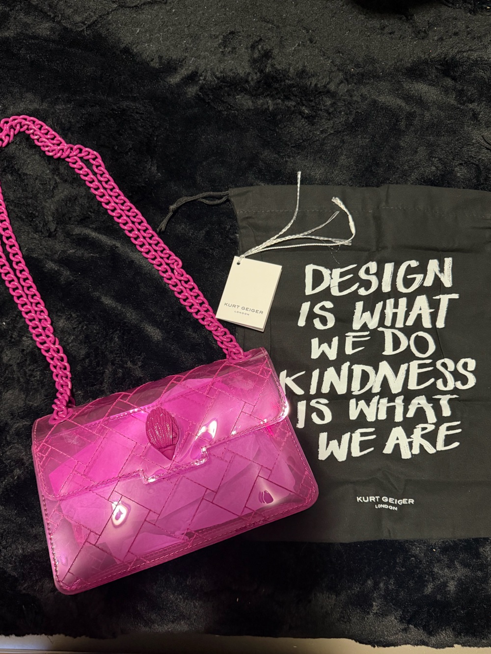 Kurt Geiger Vibrant Clear Pink Mini Shoulder Bag - Picture 4 of 6